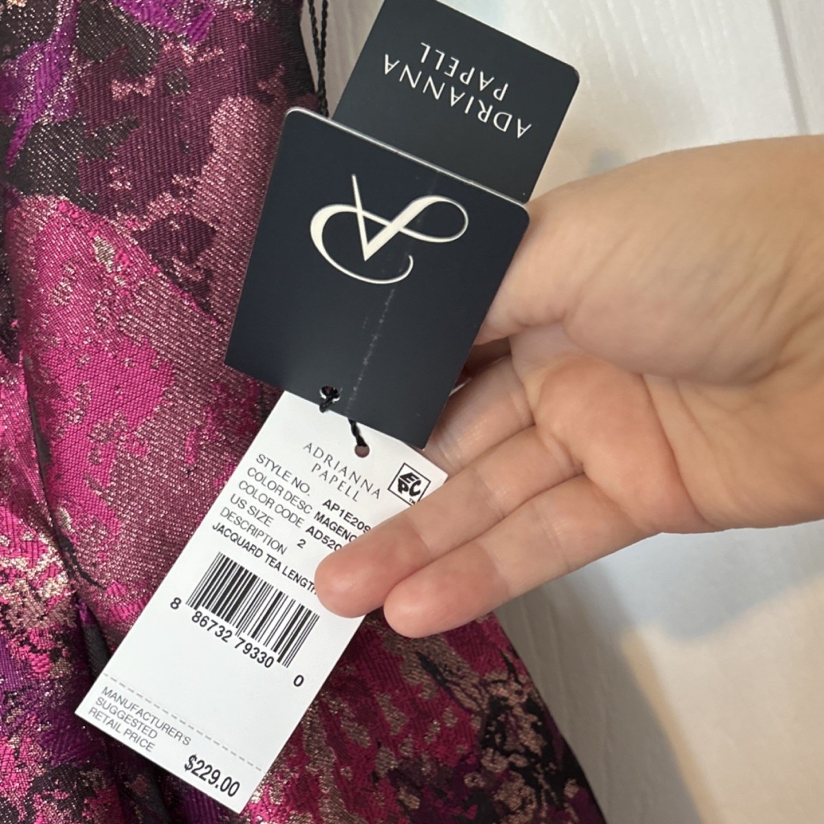 Adrianna Papell Dress Size 2 NWT Pink Gold Jacquard A-Line Formal