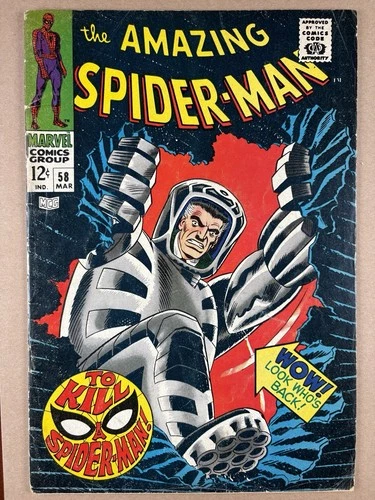 AMAZING SPIDER-MAN #58 MAR 1968 - KA-ZAR AND J. JONAH JAMESON STAN LEE VG / VG+