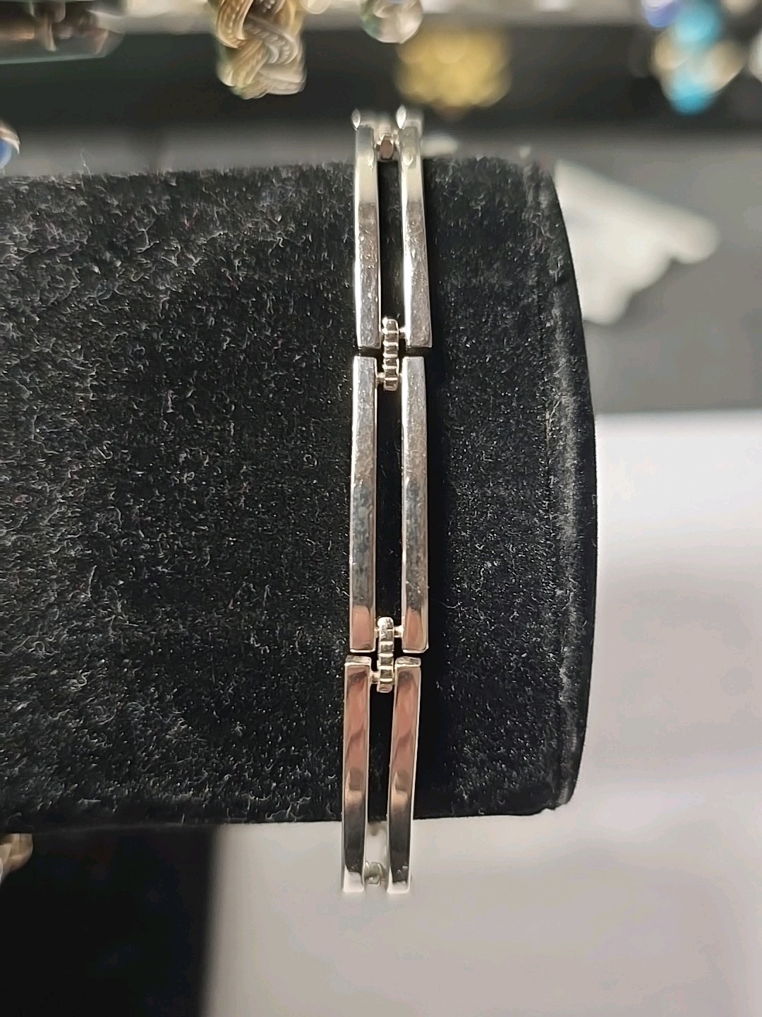 Sterling Silver rectangle Gate Link Bracelet Y2k … - image 8