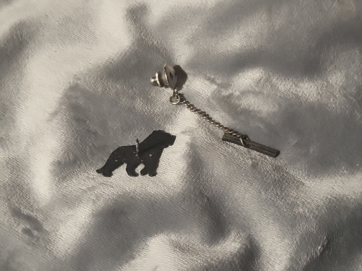 Kiola Designs silver-toned textured tiger tie tack View 4