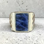 Vintage Taxco 925 Sterling Silver Sodalite Ring Size 9.5 14.4g