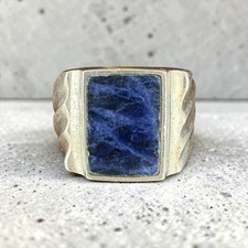 Vintage Taxco 925 Sterling Silver Sodalite Ring Size 9.5 14.4g
