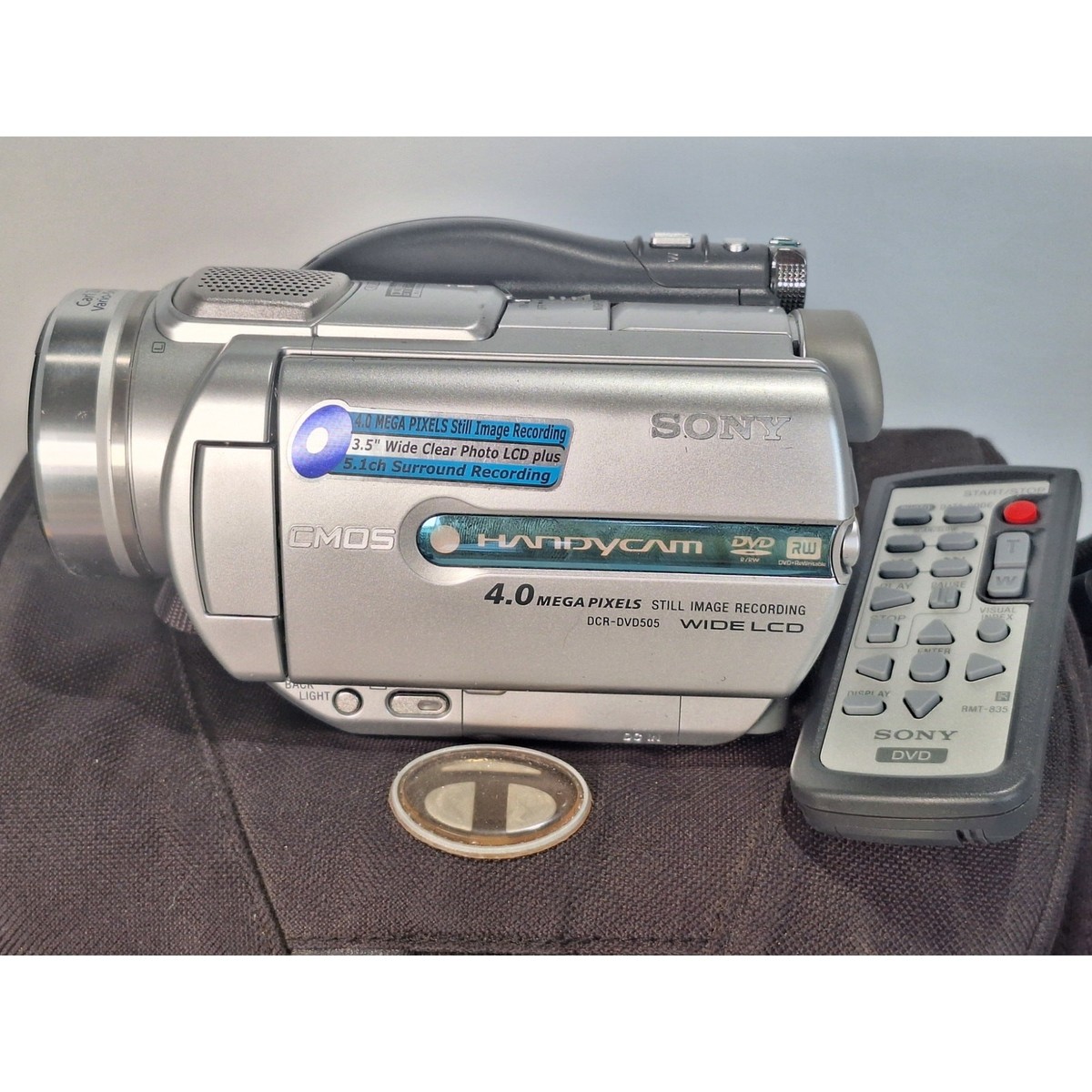 Sony DCR-DVD505 Handycam DVD Camcorder 4MP Tested Remote Kit Zeiss
