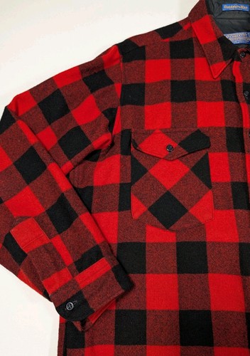 Vintage Pendleton Board Shirt Flannel Buffalo Plaid Wool Late 60's-70s Men's XL - Picture 2 of 9