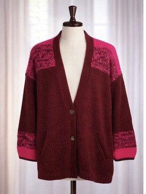 New Sundance Wool Fair Isle Nordic Chunky Knit Best Friends Cardigan Sweater L
