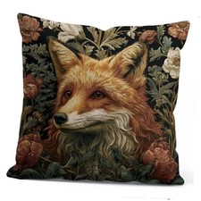 William Morris Abstract Art Floral Fox Design Throw Pillow Cover Brown-fox3