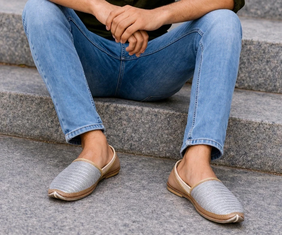 Men Shoes Leather Size US 7 Handmade Indian Casual Loafers Khussa Jutties Wheat