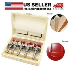 5pcs Forstner Woodworking Drill Bit Set Boring Hole Saw Cutter Wood Tools 15-35m
