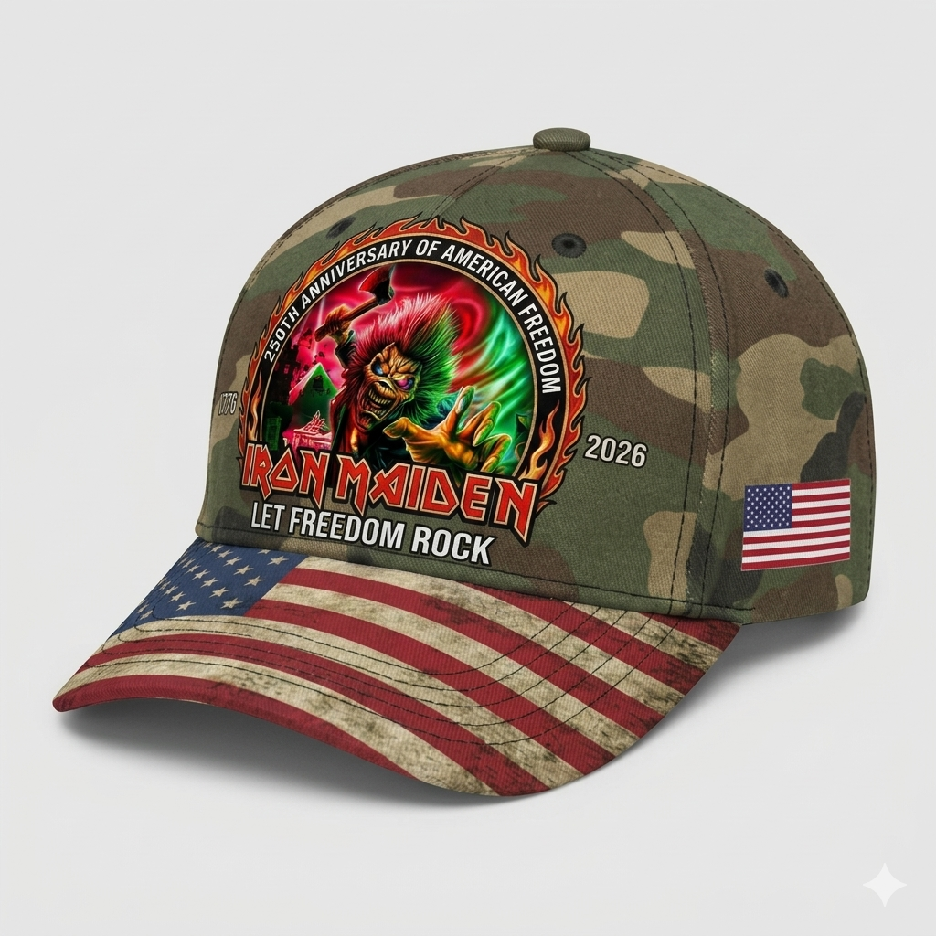 アイアン・メイデン キャップ Iron Maiden Band 250th Anniversary America Camo Claasic Cap, Print