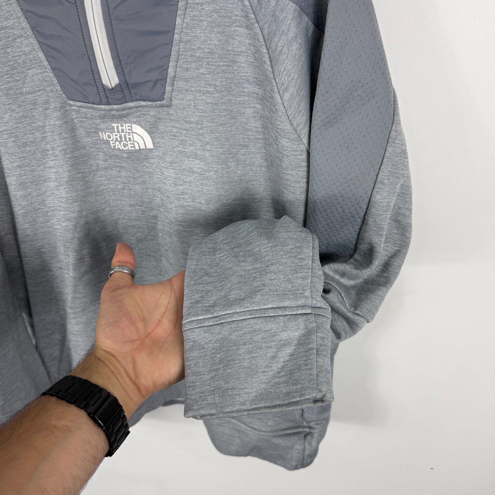 Vintage The North Face Grey Mountain Medium Quarter Zip Technical Fleece Hoodie image 6