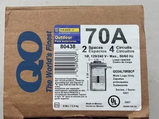 NEW QO 70 Amp 2-Space 4-Circuit Outdoor Main Lug Load Center w Cover 80438
