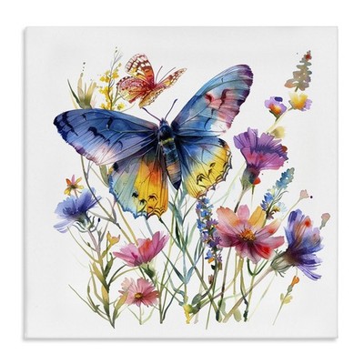 Stupell Industries Blue Toned Butterfly Garden Canvas Wall Art Design By Lsr