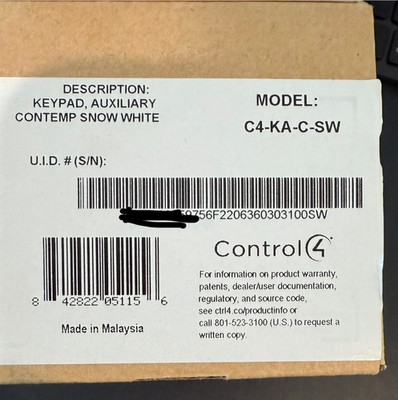 New! Control4 Auxiliary Keypad Contemporary Snow White!! C4-KA-C-SW ! Brand New!