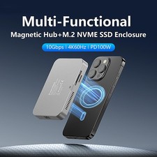 Magnetic Docking Station with M.2 NVMe SSD Enclosure, 10Gbps USB C Hub