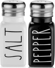 Salt and Pepper Shakers Set by - Cute Modern Farmhouse Kitchen Black / White
