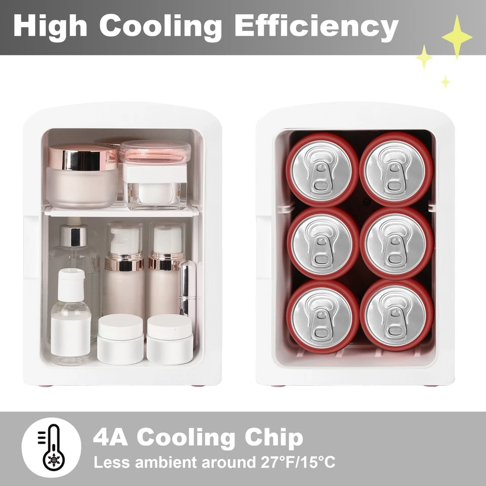 Mini Nevera 4L para Maquillaje y Bebidas - Espejo LED Refrigerador para Cuidado de la Piel - Coche/Hogar Foto 3 de 4