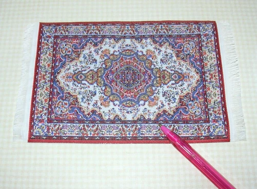 Miniature Woven Turkish Rug w/Fringe #8 (6 3/8" x 3 7/8"): DOLLHOUSE 1:12