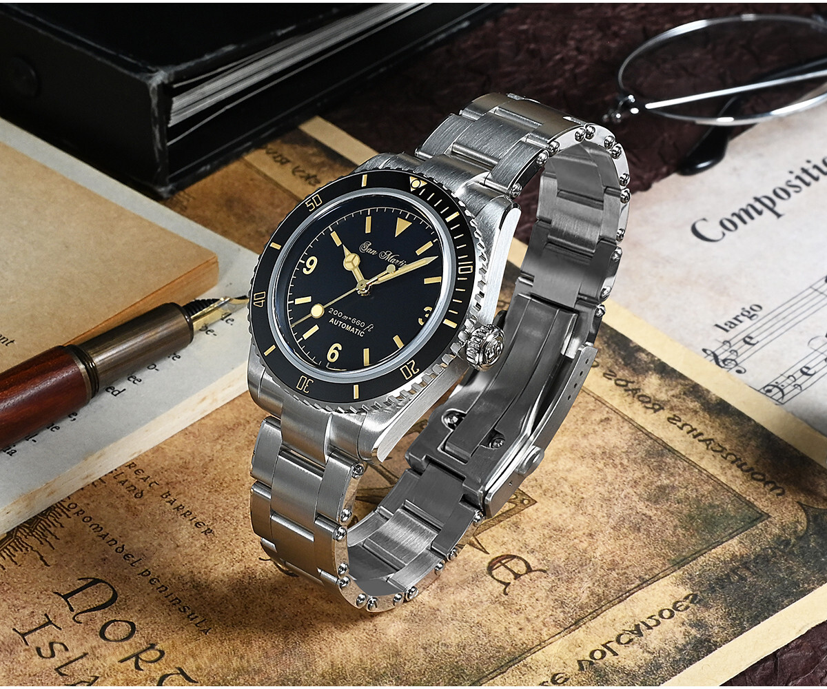 San Martin 38mm Vintage Automatic Mens Diver Watch SN004-G-V2