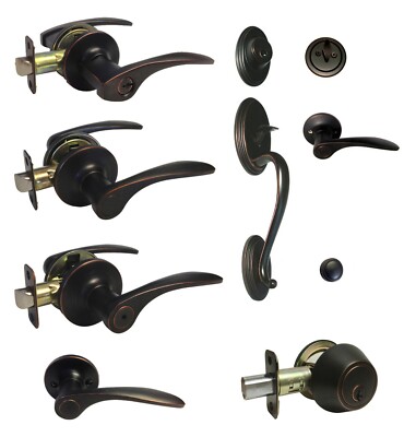 Oil Rubbed Bronze Door Handle Lock Lever knobs keyed passage privacy Hardware