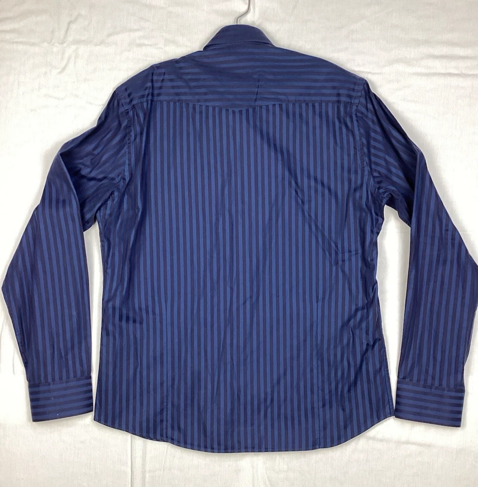 Stone Rose Black Rivet Collection Shirt Men's Size XL Navy Striped - Image 2 of 4