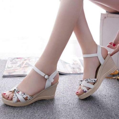 Sandalias De Cuñas De Plataforma Para Mujer Zapatos Altas De Verano Moda  Casual | eBay