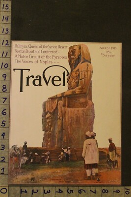 1913 COLOSSUS MEMNON THEBES VERDERY EGYPT PHAROAH STATUE TRAVEL MAG ORIG ARTVY19