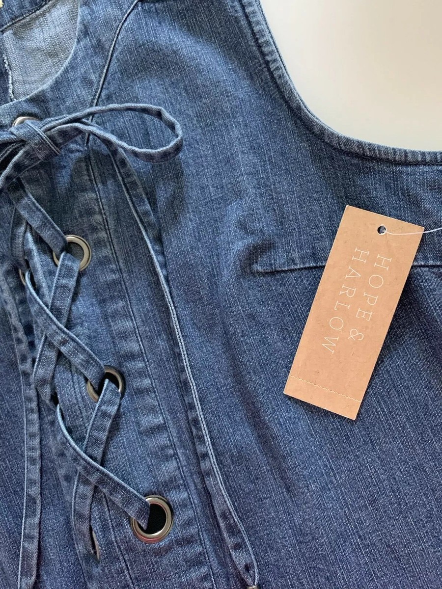 Hope & Harlow Women's Denim Stretch Jean Dress Tie Front Indigo Medium Blue  6 | eBay