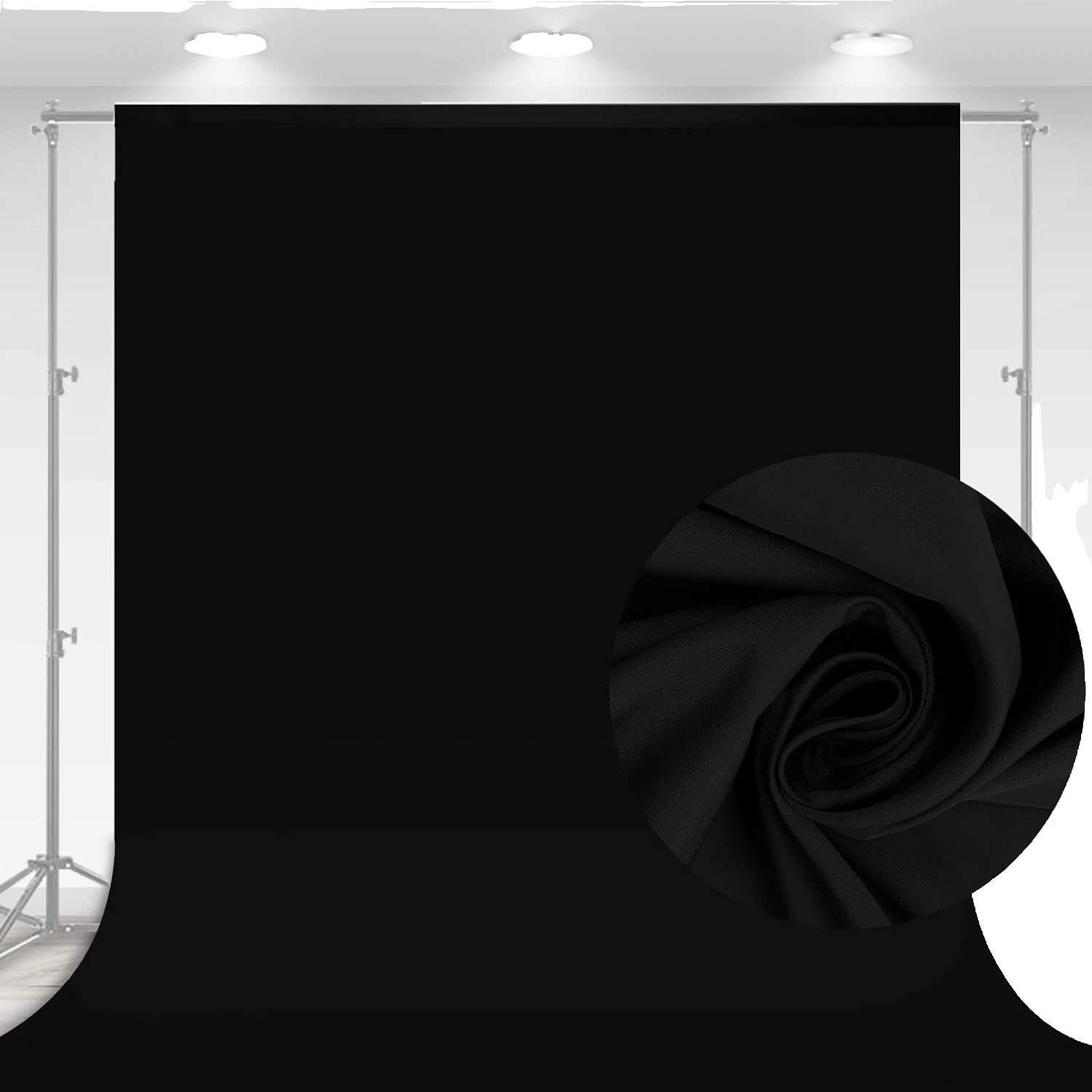 Materiales de fondo de estudio fotográfico negro de poliéster