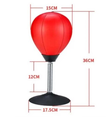 Punchingball Boxbirne Kinder Anti Stress Tisch Rot mit Saugnapf inkl. Pumpe
