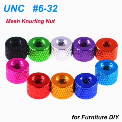 Knurled Thumb Nut Colourful Aluminum Alloy Perforation Hand Turn Nuts UNC #6-32