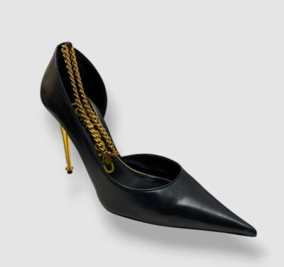 TOM FORD Women's Black Chain Strap Leather Platform Pump