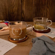 Personalised Glass Coffee Mug/ Tea Cup