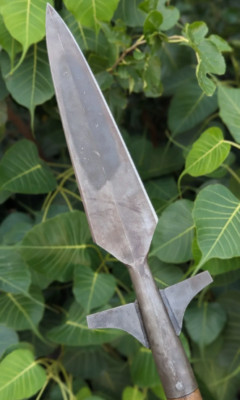 HANDMADE FORGED MEDIEVAL CARBON STEEL PRE DRILLED WINGED THROWING SPEAR HEAD