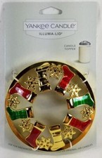 Yankee Candle ILLUMA LID Illumalid Christmas Stockings Gold Large/Medium Jars