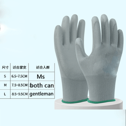 Guanti da Lavoro Alta Viz Ultra Sottili PU Palmo Rivestiti Multiuso 12 Paia - Foto 6 di 6