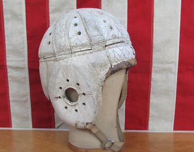 Vintage 1920s White Leather Antique Football Helmet Handpainted Nice  Display 2/2 | eBay