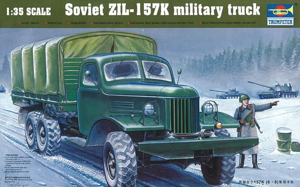 Trumpeter 01003 - 1:35 ZIL-157K Soviet Military Truck W/Canvas - Neu-image