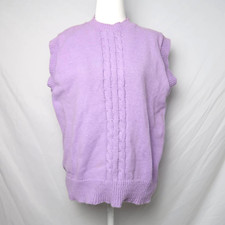 Vintage 80s lavender purple cable knit sleeveless sweater vest M
