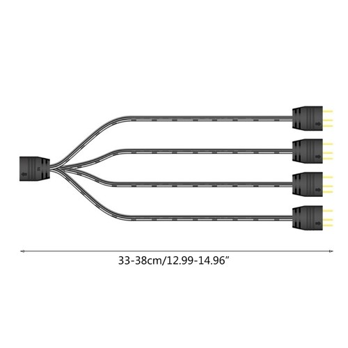 5V ARGB 3-pin LED Sync Cable 1 to 4 Splitter for ARGB Series Hub Cord 33cm/13in - Picture 8 of 8