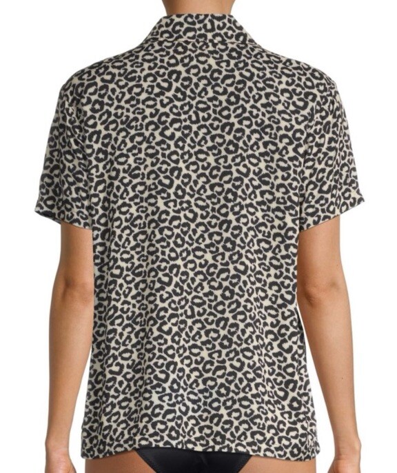 Solid & Striped Leopard Button Up XL Blouse UPF S… - image 3