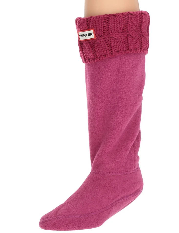 Hunter 1049 Dark Ion Pink Original Tall Cable Knit Cuff Welly Boot