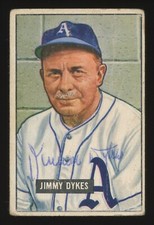 1951 Bowman #226 Jimmy Dykes Period Signed Auto - BAS Certified