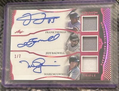 2024 Leaf In The Game Used Triple Auto Jersey Relics Frank Thomas Jeff Bagwell