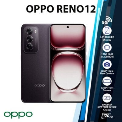 OPPO Reno12 5G Android Cell Phone (Brown/12GB+512GB/Dual SIM