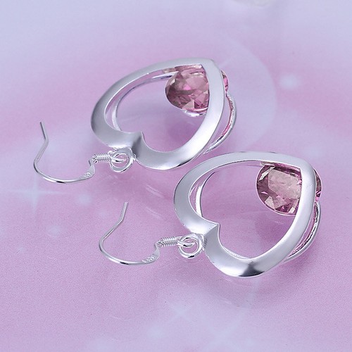 Orecchini A Cuore In Argento 925 Con Cristallo CZ Viola E Blu – Regalo Con Scatola