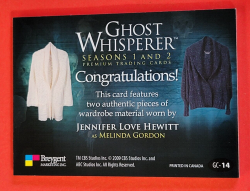 JENNIFER LOVE HEWITT USADO ARMARIO MUESTRA RELIQUIA TARJETA FANTASMA SUSURRADOR Temporada 1 y 2 - Imagen 2 de 2