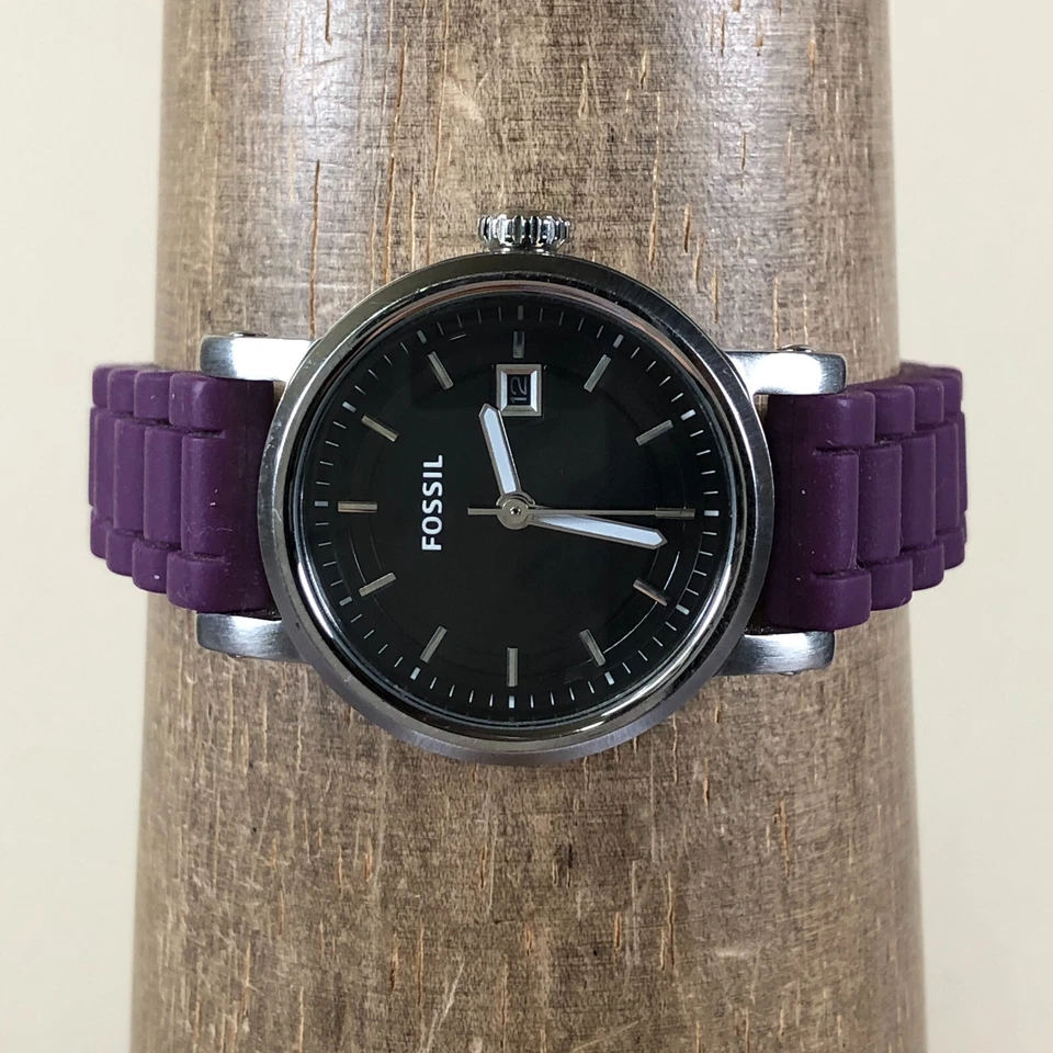 Reloj de cuarzo Fossil Machine para mujer C141006 esfera negra banda de silicona 30 mm 7" Foto 2 de 4