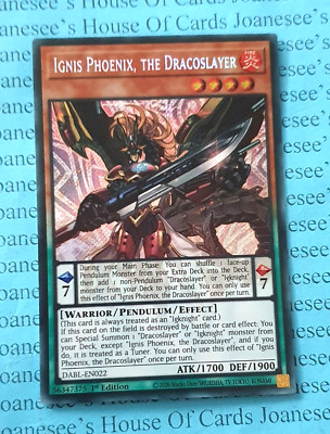 Ignis Phönix, der Dracoslayer DABL-DE022 Secret Rare Yu-Gi-Oh Karte 1. Auflage Neu