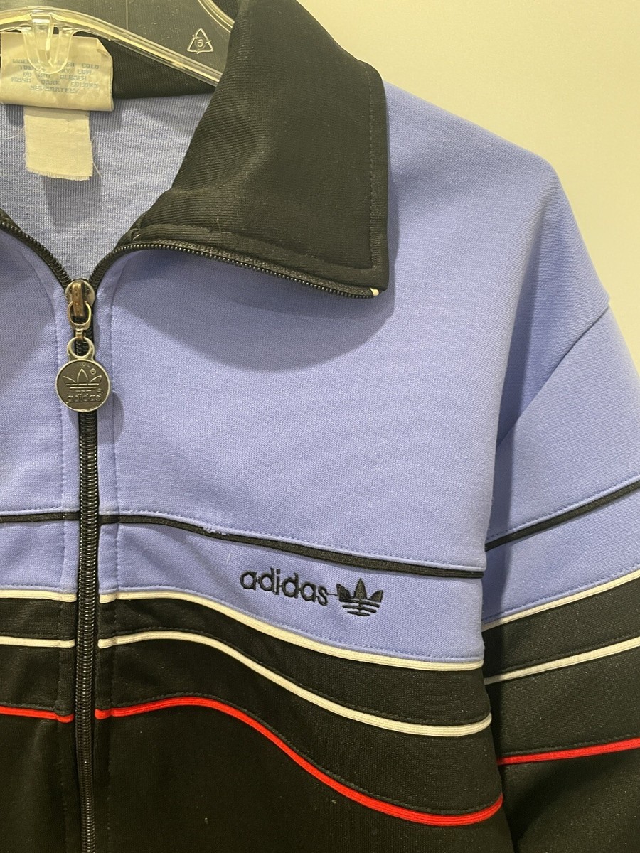 ジャケット・アウター 80s old adidas track jacket Large size Vintage 80's Adidas Men's Size Large Trefoil Navy Blue Full