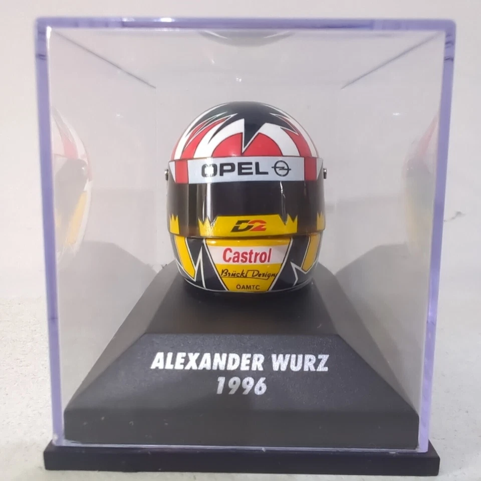 MINICHAMPS 1/8 ALEXANDER WURZ 1996 DRIVERS HELMET F1 CASED MODEL FORMULA ONE - Image 2 of 4